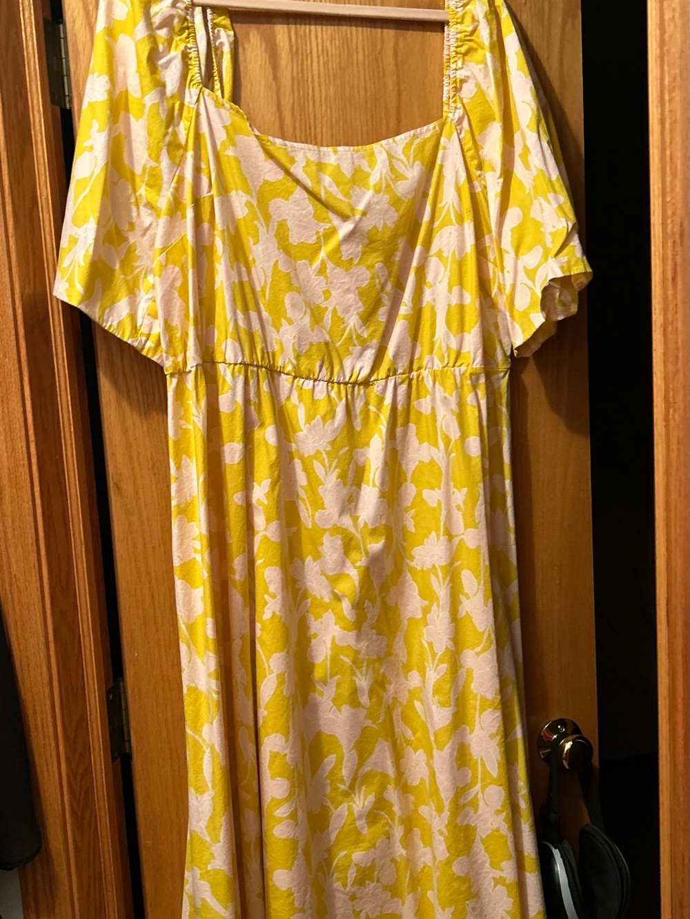 Eloquii Yellow and Cream Floral Maxi Dress